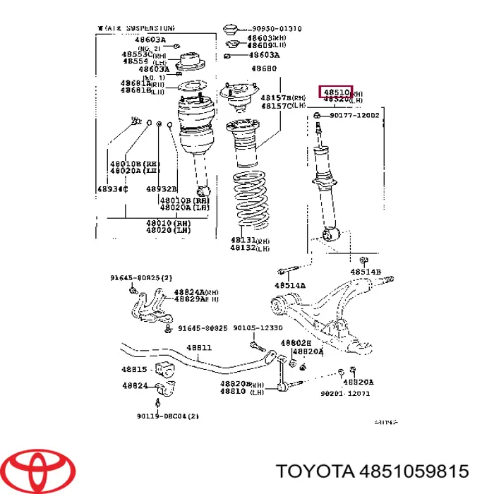 4851059815 Toyota amortecedor dianteiro