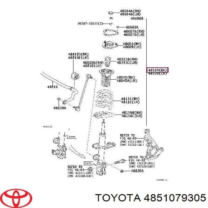 4851079305 Toyota амортизатор передний правый
