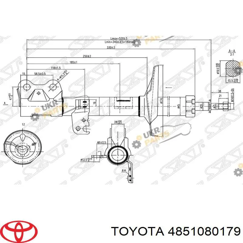 4851080179 Toyota amortecedor dianteiro direito