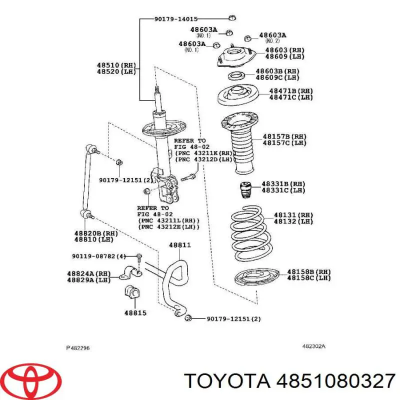 Амортизатор передний правый 4851080327 Toyota