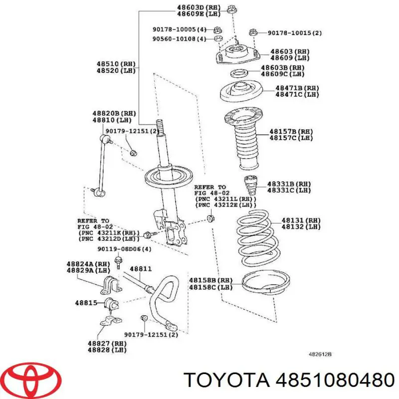 Амортизатор передний правый 4851080480 Toyota