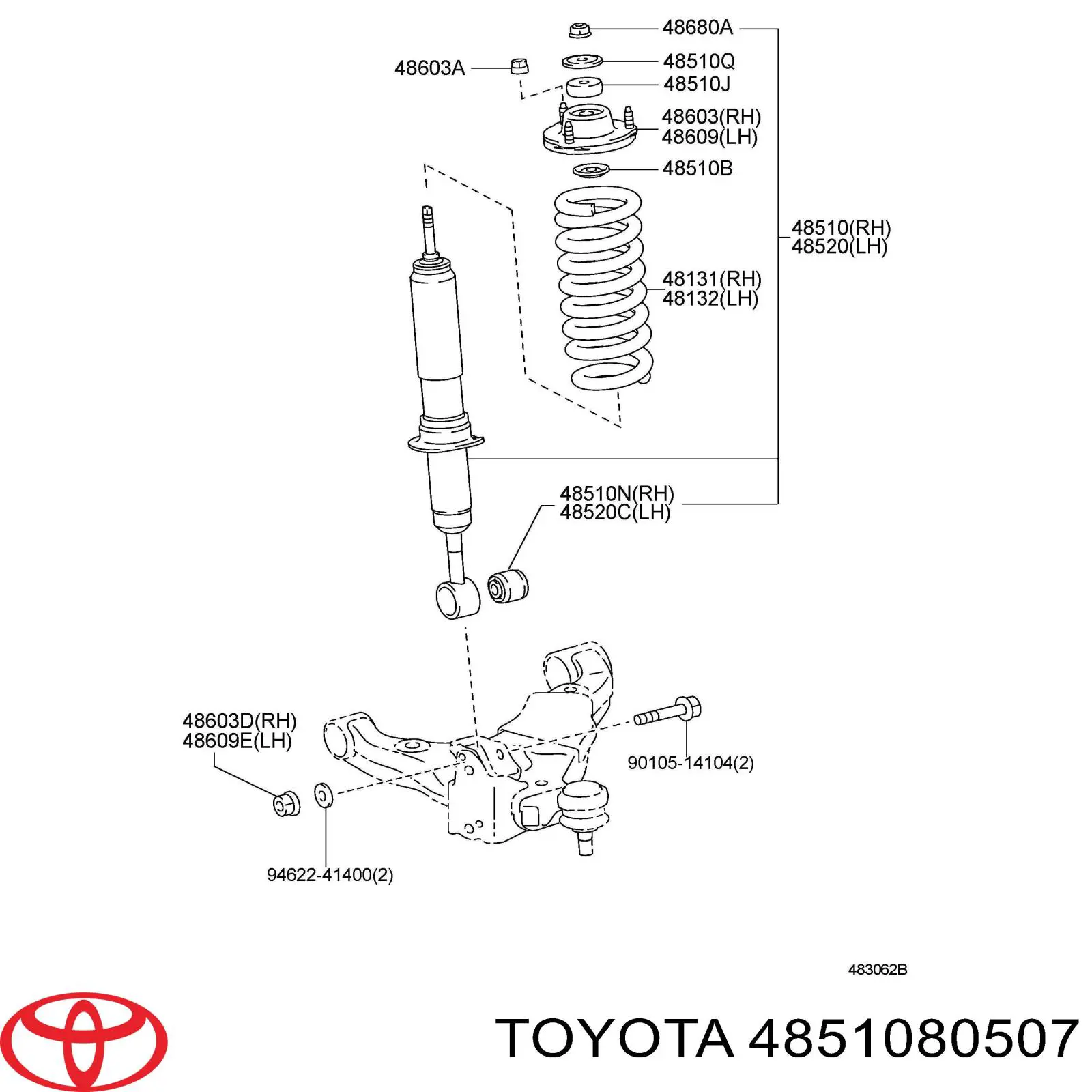 Amortecedor dianteiro Toyota 4851080507