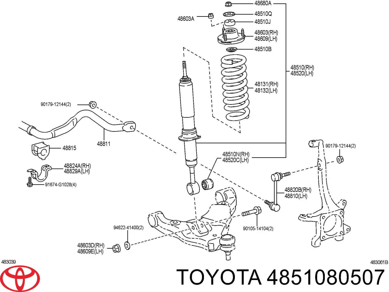 Compre 4851080507 Toyota Amortecedor dianteiro