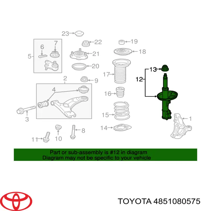 4851080575 Toyota amortecedor dianteiro direito