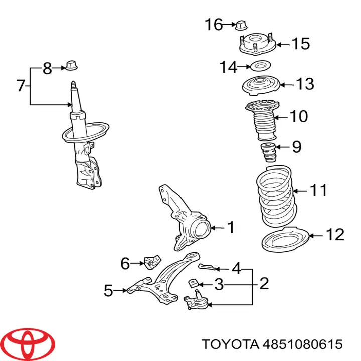 4851080615 Toyota amortecedor dianteiro direito