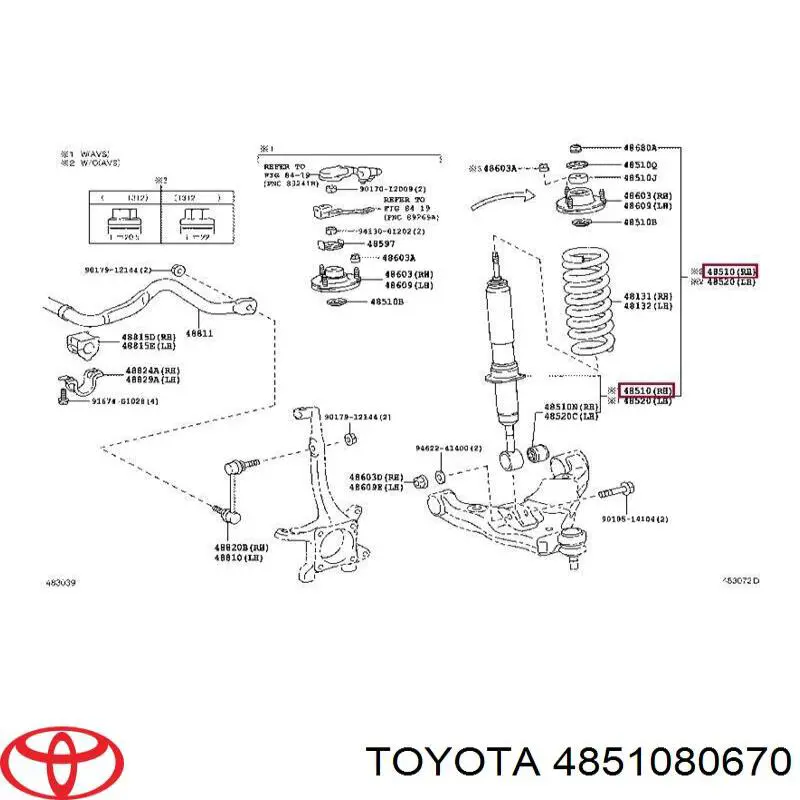 4851080670 Toyota amortecedor dianteiro