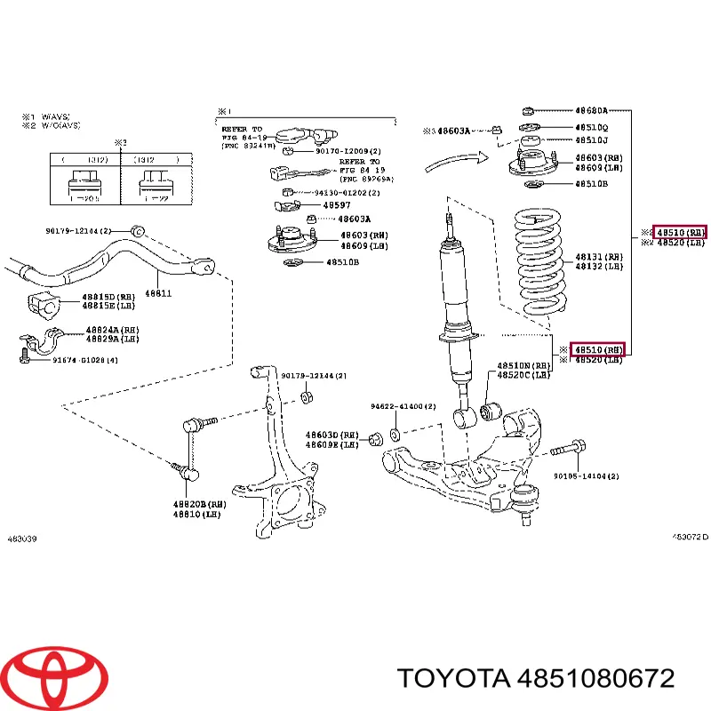 Амортизатор передний 4851080672 Toyota