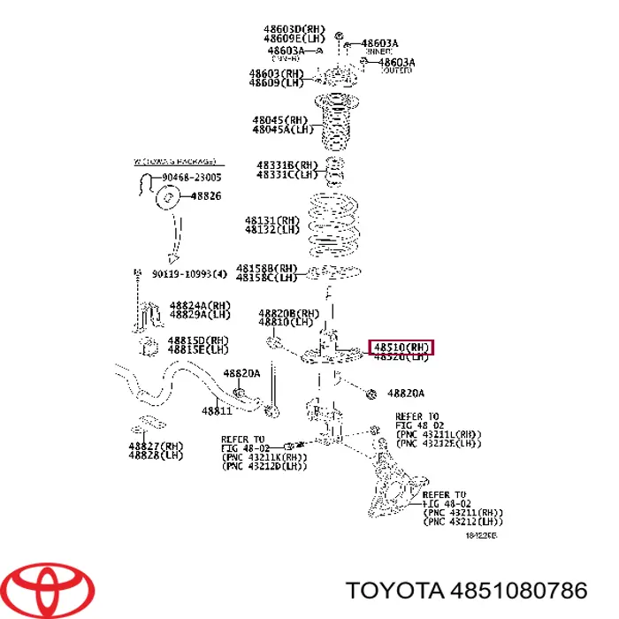 48510-8Z103 Toyota amortecedor dianteiro direito