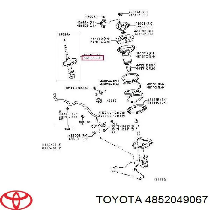 4852049067 Toyota амортизатор передний левый