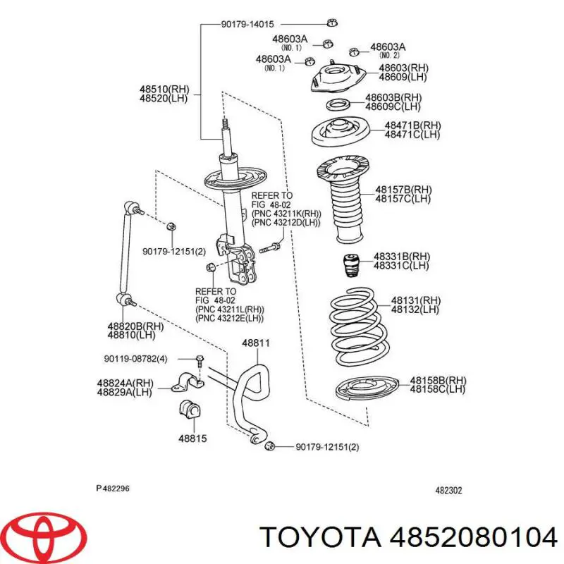 4852080104 Toyota амортизатор передний левый