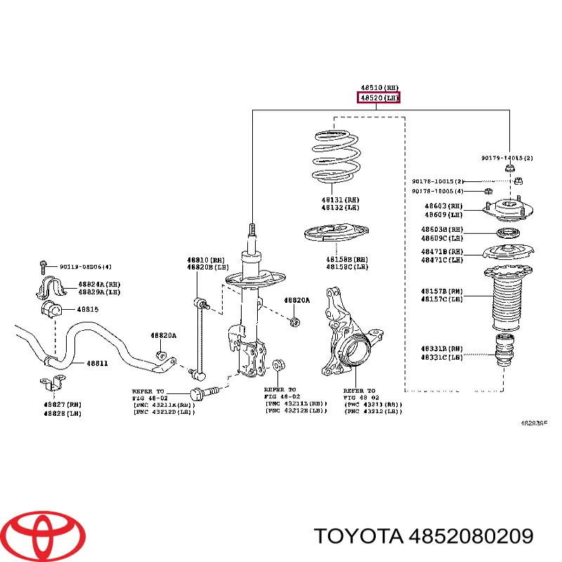 4852080209 Toyota amortecedor dianteiro direito