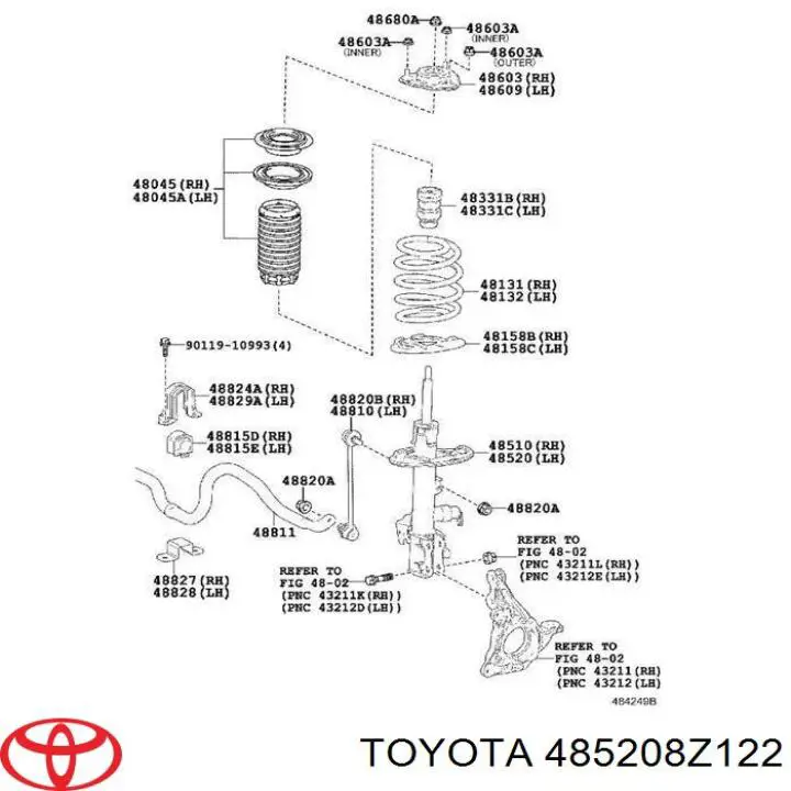 Амортизатор передний левый 485208Z122 Toyota