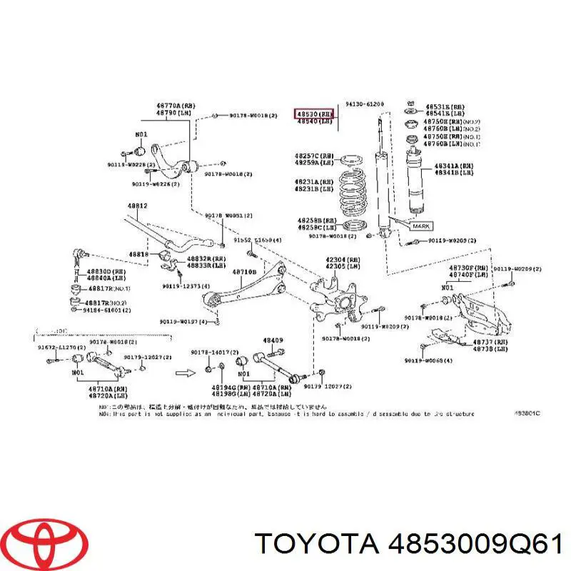 4853009Q61 Toyota амортизатор задний