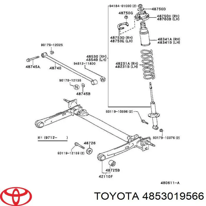 Амортизатор задний 4853019566 Toyota