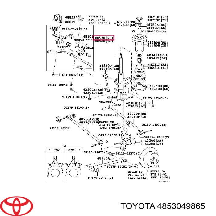 Амортизатор задний правый 4853049865 Toyota