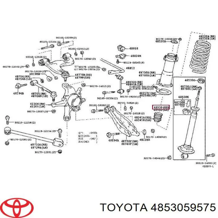 Амортизатор задний 4853059575 Toyota