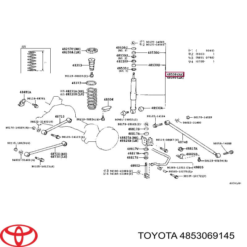 4853069145 Toyota амортизатор задний