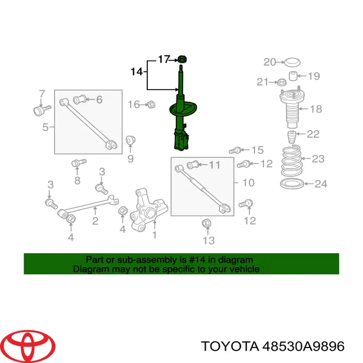 48530A9896 Toyota amortecedor traseiro direito