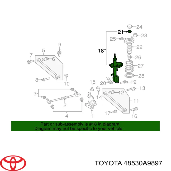 48530A9897 Toyota amortecedor traseiro direito