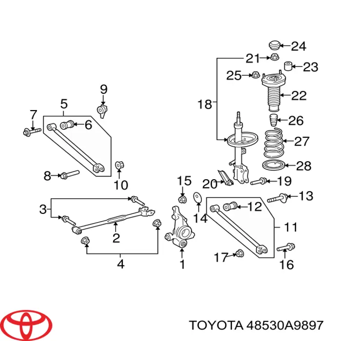 Купить 48530A9897 Toyota Амортизатор задний правый