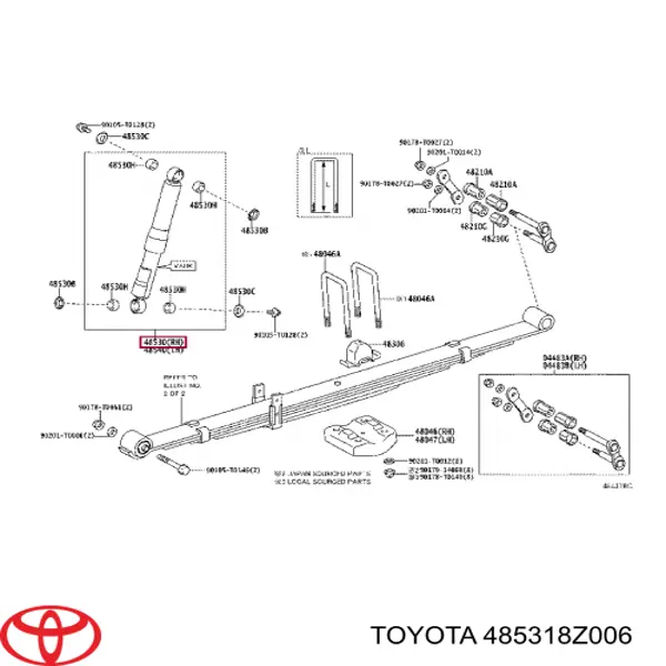 Amortecedor traseiro direito para Toyota Hilux (GUN12, GUN13)