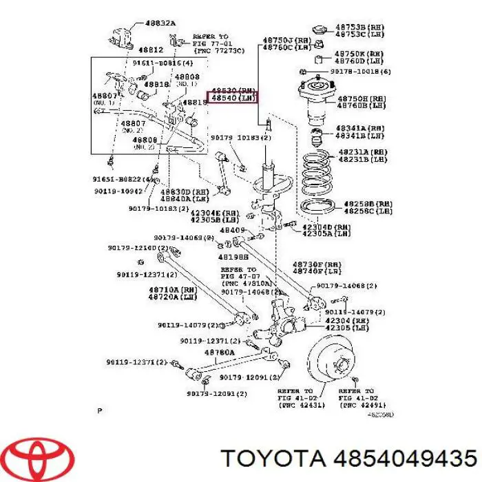 4854048261 Toyota amortecedor traseiro esquerdo