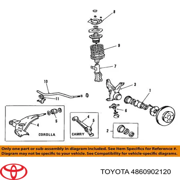 4860902120 Toyota опора амортизатора переднего