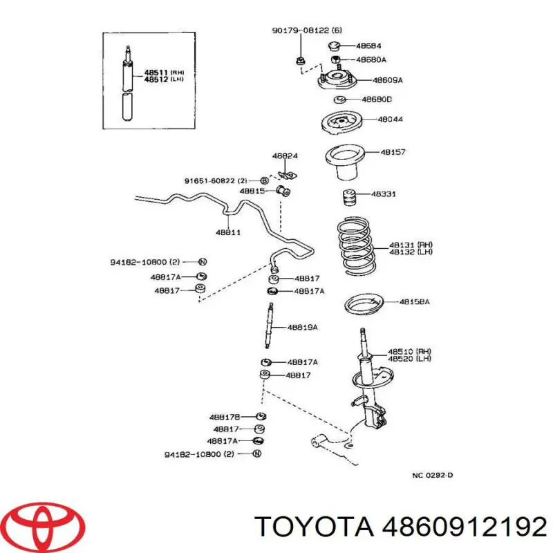 4860912192 Toyota опора амортизатора переднего