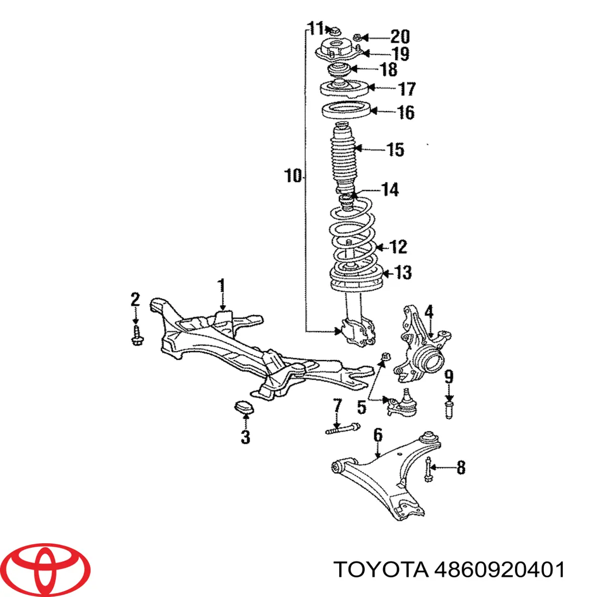 4860920401 Toyota Подушка амортизатора переднего