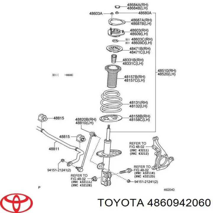 Купить 4860942060 Toyota Опора переднего амортизатора