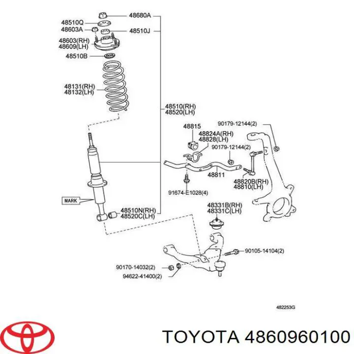 4860960100 Toyota опора амортизатора переднего