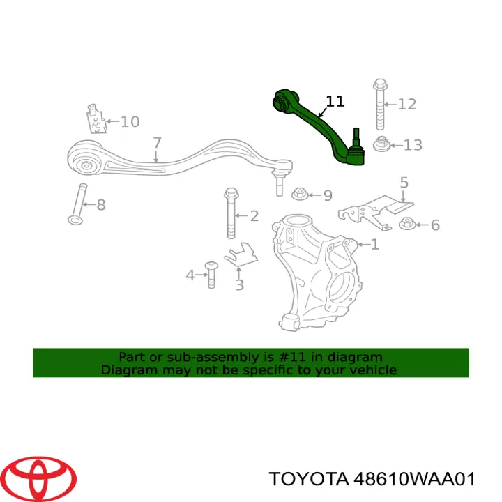 48610WAA01 Toyota Рычаг передней подвески нижний, правый