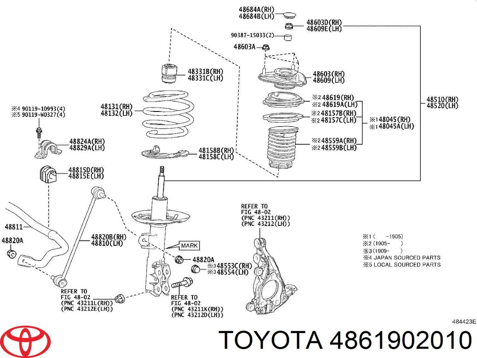 4861902010 Toyota Подшипник верхней опоры