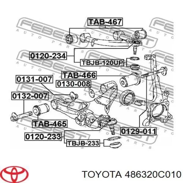 Сайлентблок верхнего рычага передней подвески Toyota 486320C010 цена, от 24.27 USD