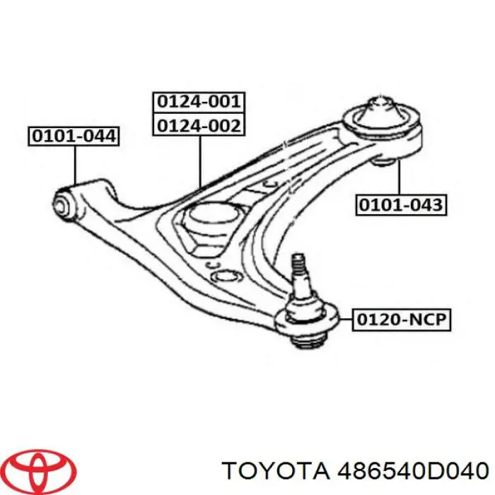 Сайлентблок переднего нижнего рычага 486540D040 Toyota