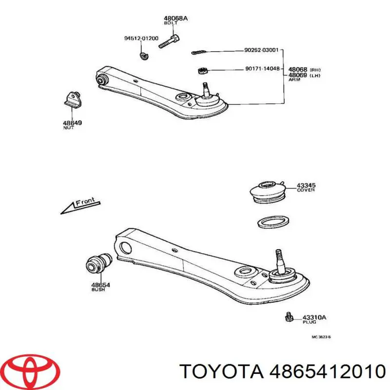 Silentblock de suspensión delantero inferior 4865412010 Toyota