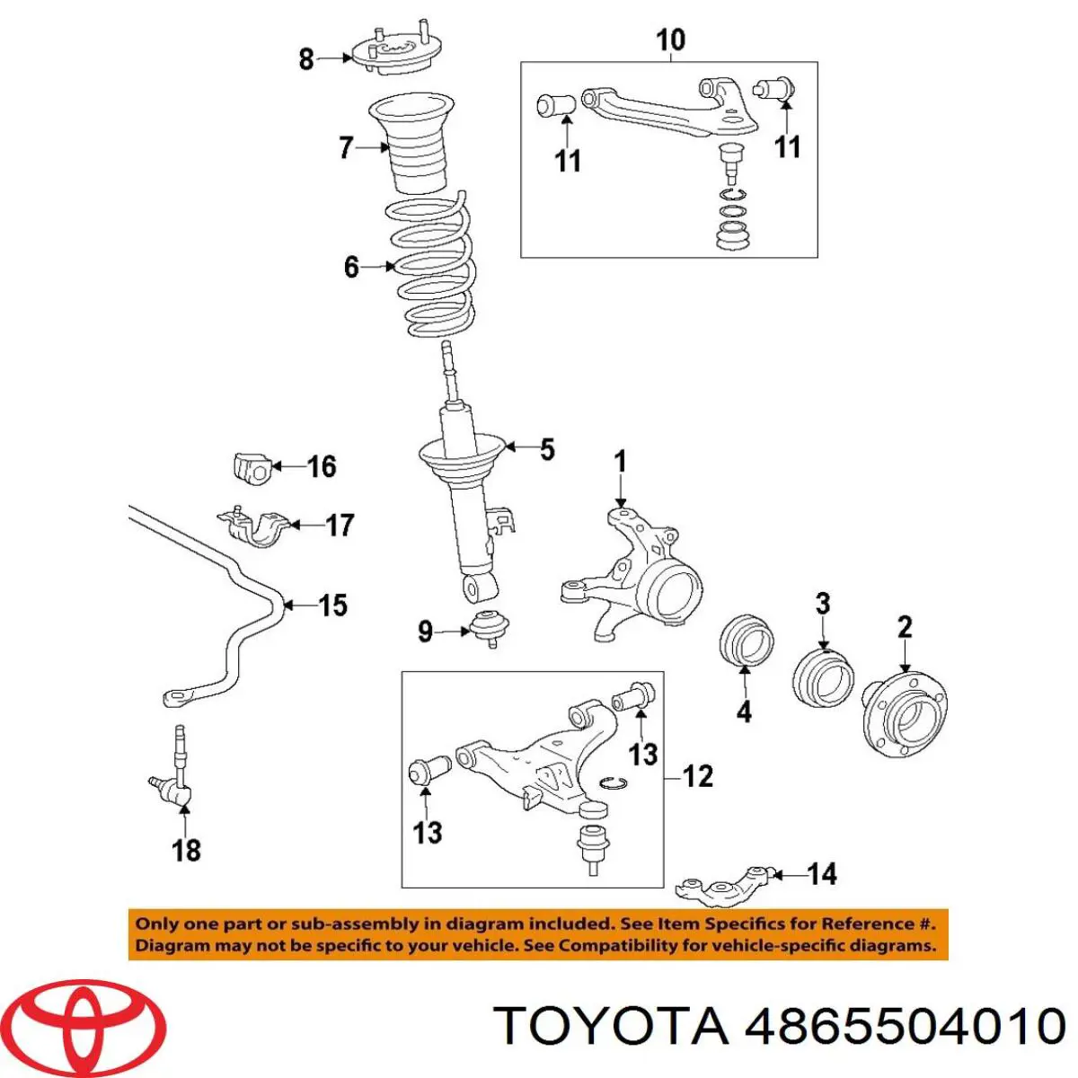 4865504010 Toyota bloco silencioso dianteiro do braço oscilante inferior