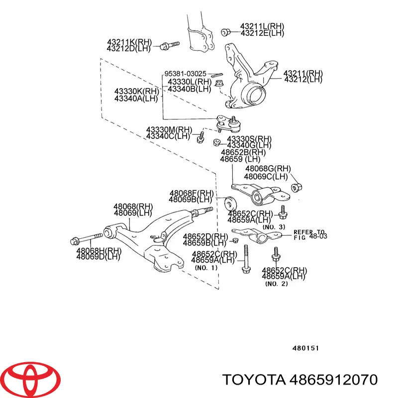 Купить 4865912070 Toyota Сайлентблок нижний передней подвески