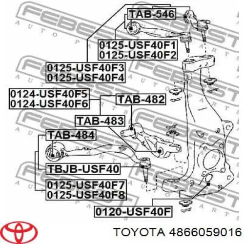 4866059016 Toyota рычаг передней подвески нижний правый