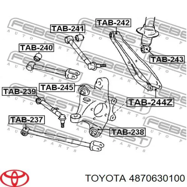 4870630100 Toyota barra transversal de suspensão traseira