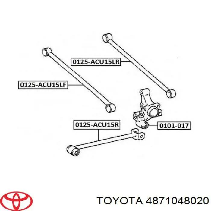 Braço oscilante inferior esquerdo de suspensão traseira/direita 4871048020 Toyota