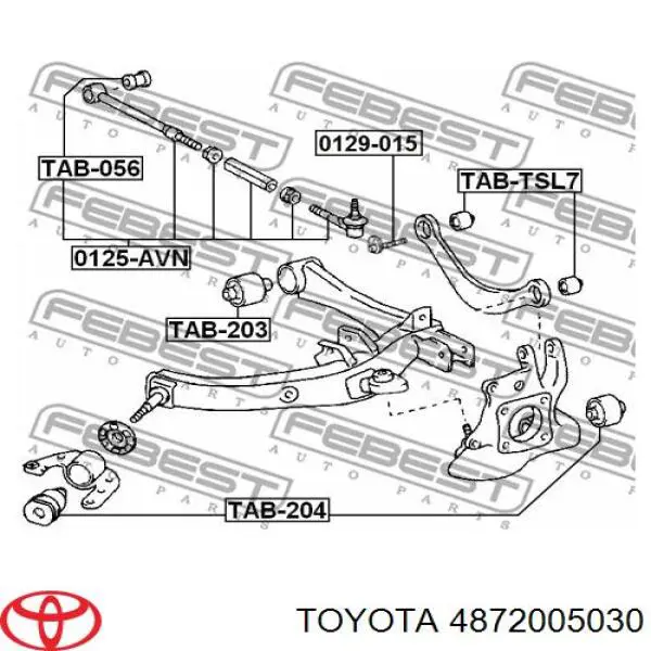 4872005030 Toyota barra transversal de suspensão traseira