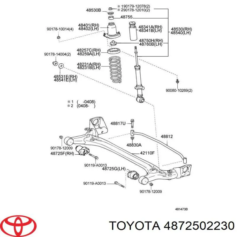 4872502230 Toyota сайлентблок задней балки (подрамника)