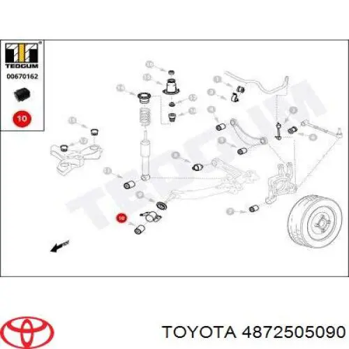 Сайлентблок заднего нижнего рычага Toyota 4872505090