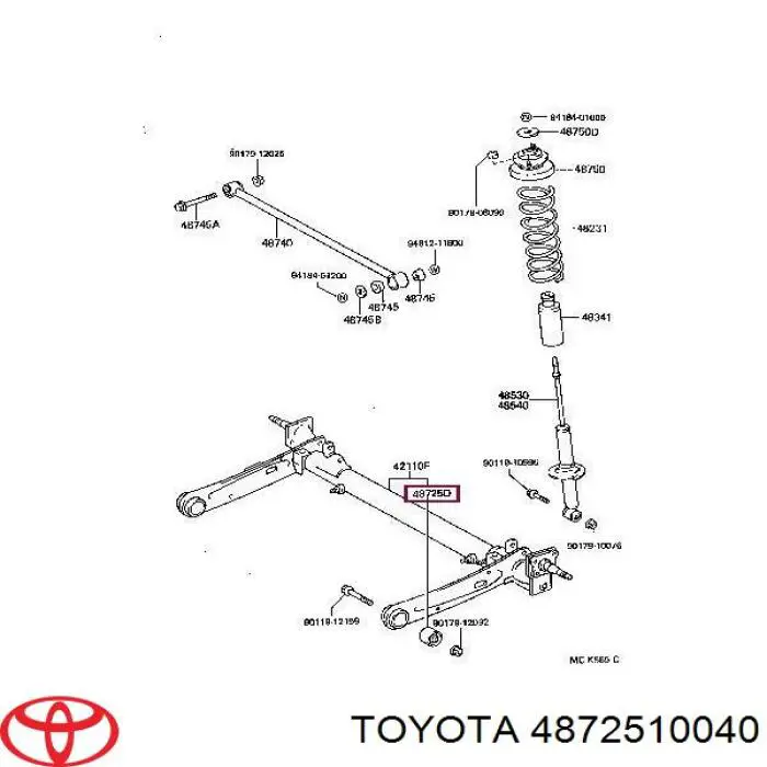 Suspensión, cuerpo del eje trasero 4872510040 Toyota