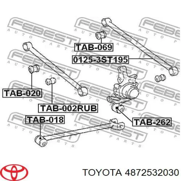 Сайлентблок заднего поперечного рычага наружный 4872532030 Toyota