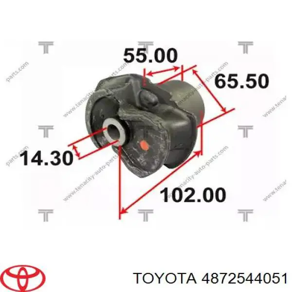 4872544051 Toyota bloco silencioso de viga traseira (de plataforma veicular)