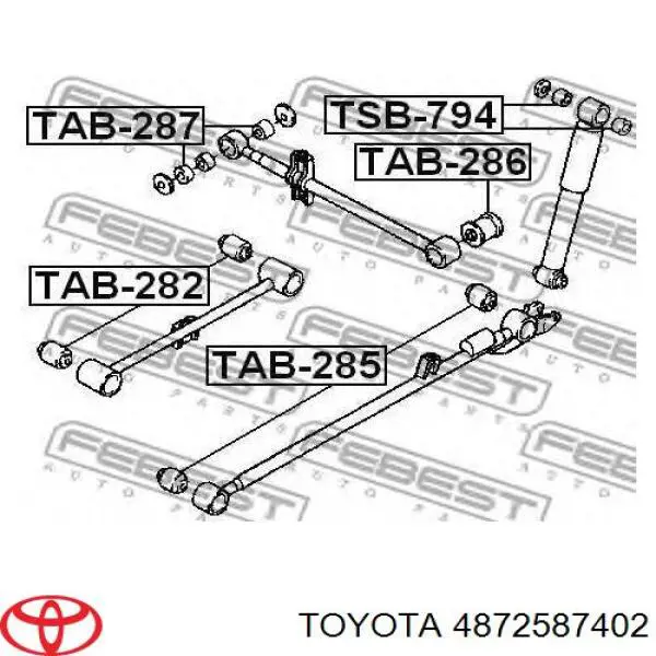 Сайлентблок заднего продольного рычага 4872587402 Toyota