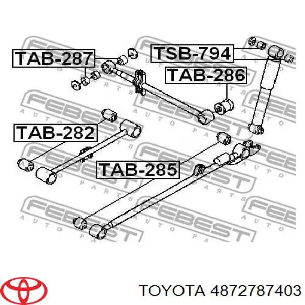 Сайлентблок заднего продольного нижнего рычага Toyota 4872787403