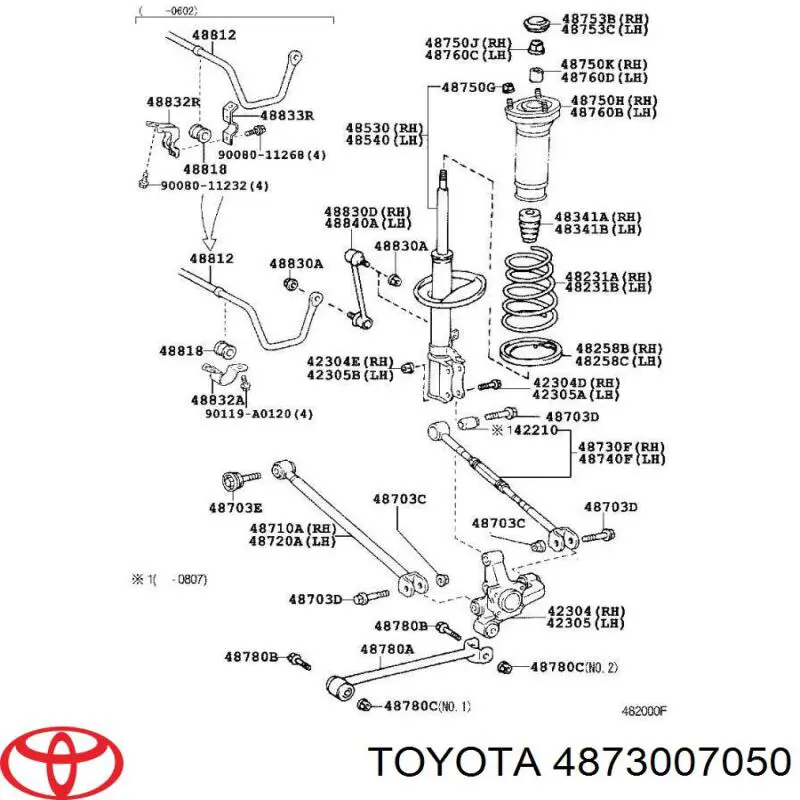 4873007050 Toyota тяга поперечная задней подвески